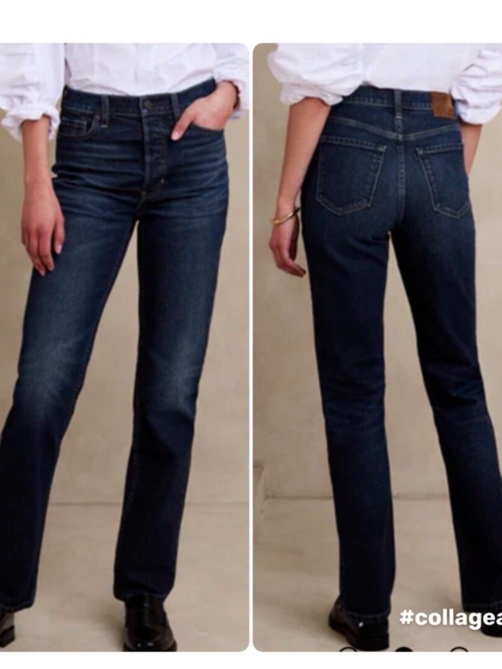 Banana Republic 31 12 high rise straight button fly jeans dark denim